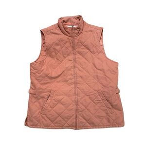 Orvis light Rust Quilted Vest with Stand-Up Collar